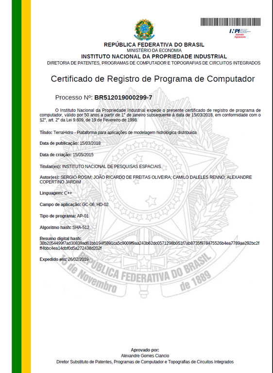 Certificado de Registro - TerraHidro