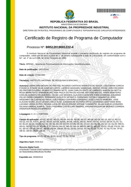 Certificado de Registro - SPRING
